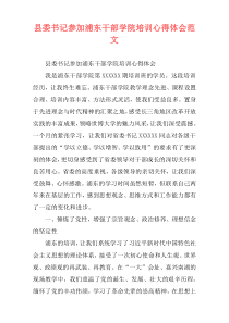 县委书记参加浦东干部学院培训心得体会范文
