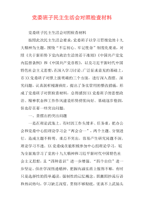 党委班子民主生活会对照检查材料