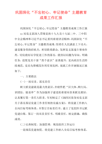 巩固深化“不忘初心、牢记使命”主题教育成果工作汇报