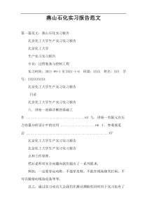 燕山石化实习报告范文