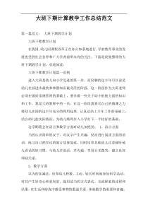 大班下期计算教学工作总结范文