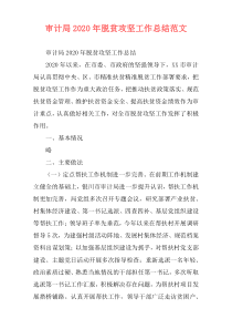 审计局2020年脱贫攻坚工作总结范文