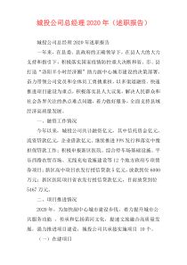 城投公司总经理2020年（述职报告）
