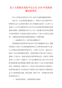 县人大常委会党组书记主任2020年述职述廉述效报告