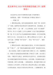 党支部书记2020年度抓基层党建工作（述职报告）