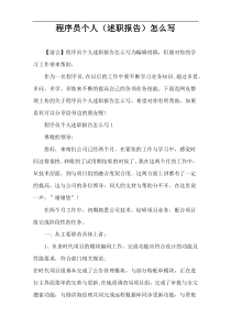 程序员个人（述职报告）怎么写