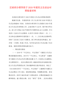 区政府办领导班子2020年度民主生活会对照检查材料