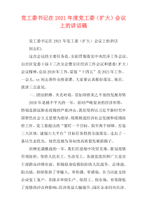 党工委书记在2021年度党工委（扩大）会议上的讲话稿