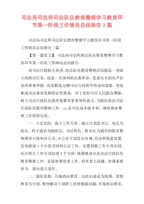 司法局司法所司法队伍教育整顿学习教育环节第一阶段工作情况总结报告3篇