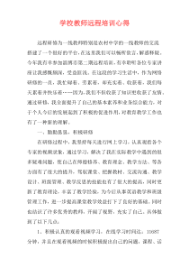 学校教师远程培训心得