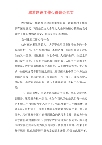 农村建设工作心得体会范文