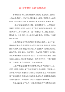 2019年春训心得体会范文
