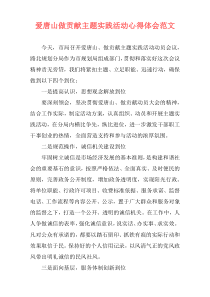 爱唐山做贡献主题实践活动心得体会范文