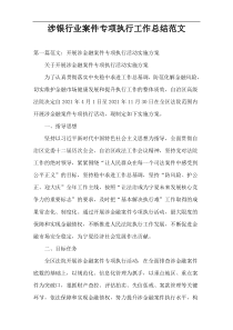 涉银行业案件专项执行工作总结范文