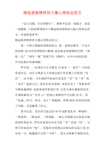 精选观看榜样的力量心得体会范文
