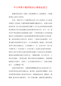 中小学骨干教师培训心得体会范文