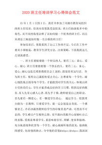 2020班主任培训学习心得体会范文