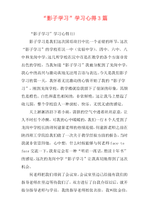 “影子学习”学习心得3篇