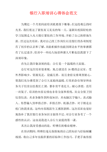 银行入职培训心得体会范文