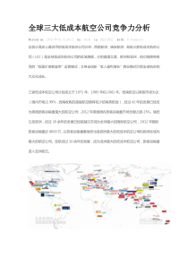 全球三大低成本航空公司竞争力分析