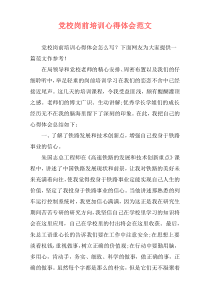 党校岗前培训心得体会范文