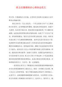 班主任暑期培训心得体会范文