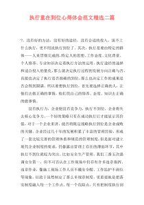 执行重在到位心得体会范文精选二篇