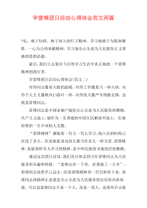 学雷锋团日活动心得体会范文两篇