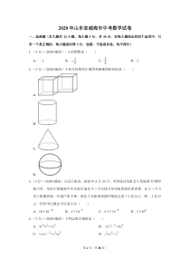 中考卷：山东省威海市20版数学卷