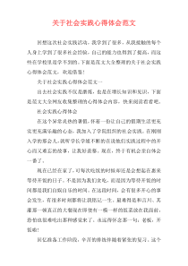关于社会实践心得体会范文