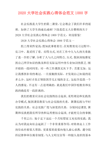 2020大学社会实践心得体会范文1000字