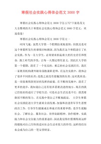 寒假社会实践心得体会范文3000字