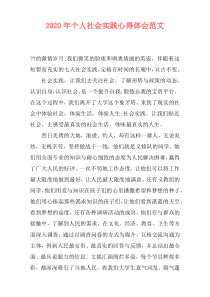 2020年个人社会实践心得体会范文