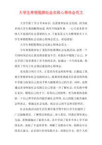 大学生寒假假期社会实践心得体会范文