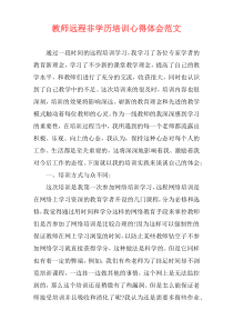 教师远程非学历培训心得体会范文