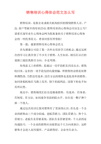 销售培训心得体会范文怎么写