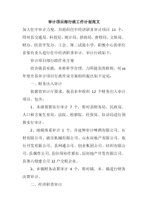 审计项目部行政工作计划范文