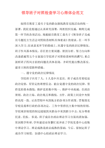 领导班子对照检查学习心得体会范文