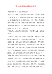 班主任培训心得体会范文