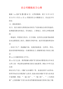 在公司锻炼实习心得