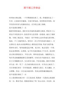 班干部工作体会