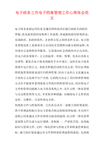电子政务工作电子档案管理工作心得体会范文