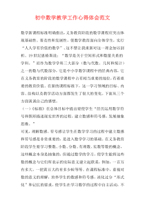 初中数学教学工作心得体会范文