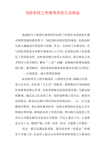 当好农村工作指导员的几点体会
