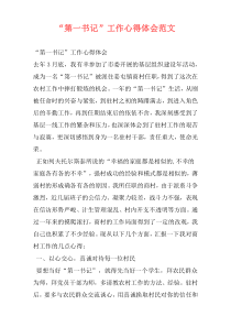 “第一书记”工作心得体会范文