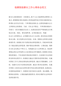 检察院检察长工作心得体会范文