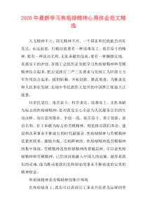 2020年最新学习焦裕禄精神心得体会范文精选