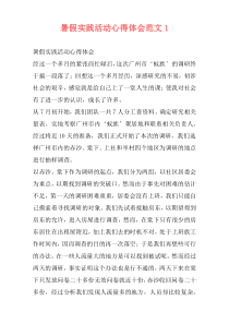 暑假实践活动心得体会范文1