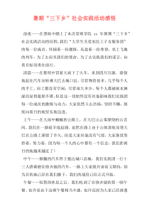暑期“三下乡”社会实践活动感悟