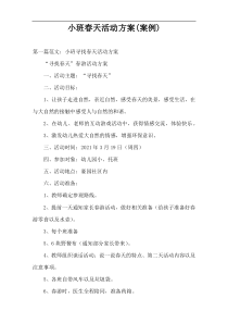 小班春天活动方案(案例)